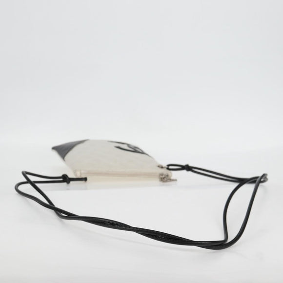 CHANEL Cambon Line Shoulder Bag Lamb Skin White Silver CC Auth 118933V