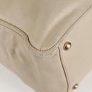 CHANEL Tote Bag Lamb Skin Beige Gold CC Auth 118935V-9