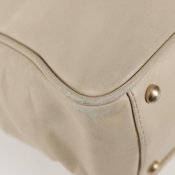 CHANEL Tote Bag Lamb Skin Beige Gold CC Auth 118935V