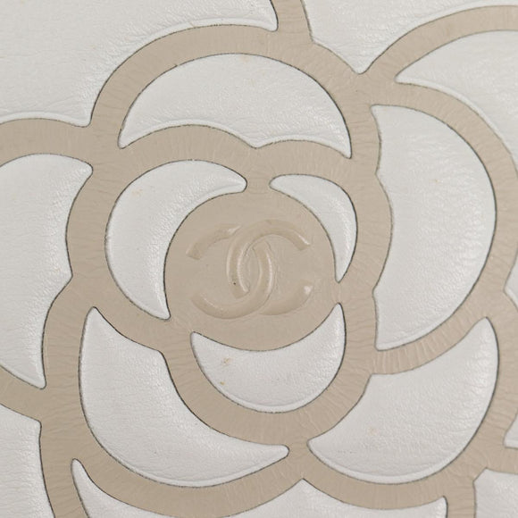 CHANEL Tote Bag Lamb Skin Beige Gold CC Auth 118935V