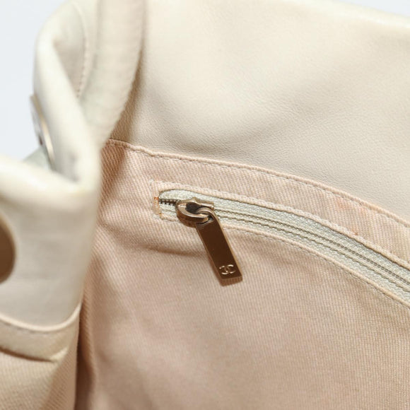 CHANEL Tote Bag Lamb Skin Beige Gold CC Auth 118935V