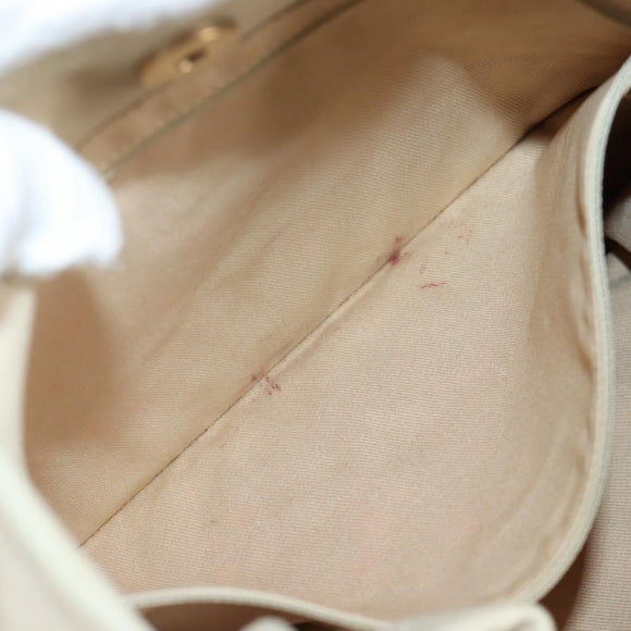 CHANEL Tote Bag Lamb Skin Beige Gold CC Auth 118935V