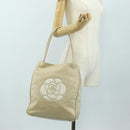 CHANEL Tote Bag Lamb Skin Beige Gold CC Auth 118935V-26