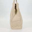 CHANEL Tote Bag Lamb Skin Beige Gold CC Auth 118935V-3