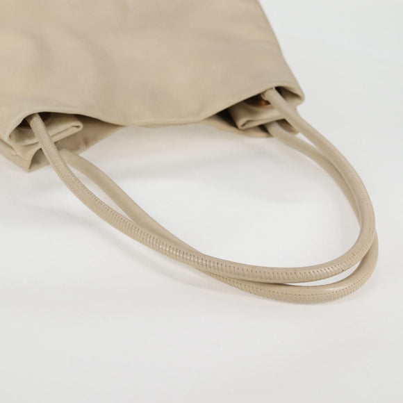 CHANEL Tote Bag Lamb Skin Beige Gold CC Auth 118935V