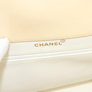 CHANEL Matelasse Chain Tote Bag Patent leather Beige Gold CC Auth 118936-17