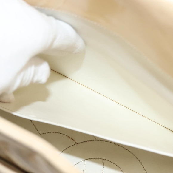 CHANEL Matelasse Chain Tote Bag Patent leather Beige Gold CC Auth 118936