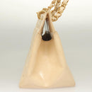 CHANEL Matelasse Chain Tote Bag Patent leather Beige Gold CC Auth 118936-4