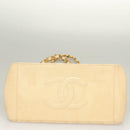CHANEL Matelasse Chain Tote Bag Patent leather Beige Gold CC Auth 118936-5