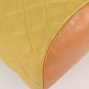 CHANEL Matelasse Backpack Lamb Skin Yellow Silver CC Auth 118937M-19