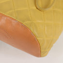 CHANEL Matelasse Backpack Lamb Skin Yellow Silver CC Auth 118937M-20