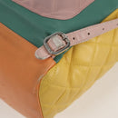 CHANEL Matelasse Backpack Lamb Skin Yellow Silver CC Auth 118937M-22