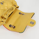 CHANEL Matelasse Backpack Lamb Skin Yellow Silver CC Auth 118937M-24