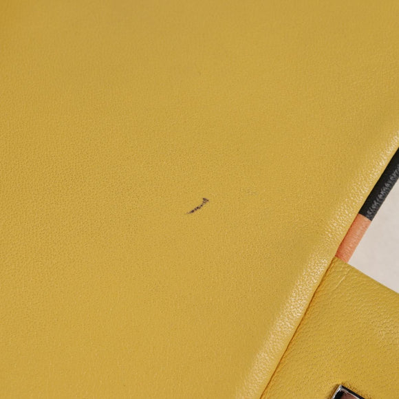 CHANEL Matelasse Backpack Lamb Skin Yellow Silver CC Auth 118937M