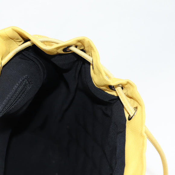 CHANEL Matelasse Backpack Lamb Skin Yellow Silver CC Auth 118937M