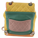CHANEL Matelasse Backpack Lamb Skin Yellow Silver CC Auth 118937M-2