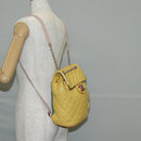 CHANEL Matelasse Backpack Lamb Skin Yellow Silver CC Auth 118937M-33