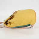 CHANEL Matelasse Backpack Lamb Skin Yellow Silver CC Auth 118937M-3