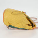 CHANEL Matelasse Backpack Lamb Skin Yellow Silver CC Auth 118937M-4