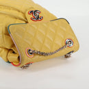 CHANEL Matelasse Backpack Lamb Skin Yellow Silver CC Auth 118937M-6