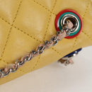 CHANEL Matelasse Backpack Lamb Skin Yellow Silver CC Auth 118937M-14