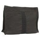 HERMES Her Line Clutch Bag Canvas Gray Auth 118940-1
