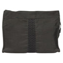 HERMES Her Line Clutch Bag Canvas Gray Auth 118940-13