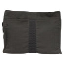 HERMES Her Line Clutch Bag Canvas Gray Auth 118940-2