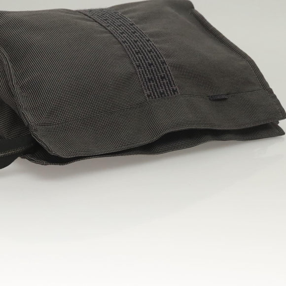 HERMES Her Line Clutch Bag Canvas Gray Auth 118940