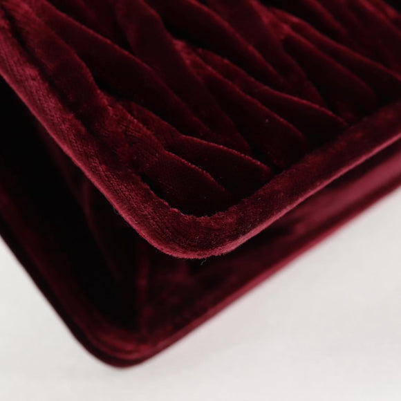 Miu Miu Matelasse Bijoux Shoulder Bag Velor Wine Red Gold Auth 118941M