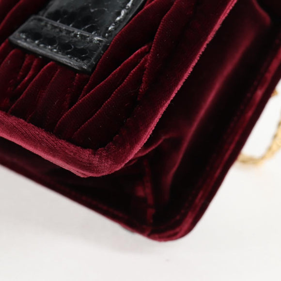 Miu Miu Matelasse Bijoux Shoulder Bag Velor Wine Red Gold Auth 118941M