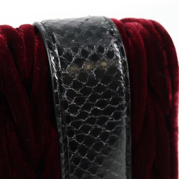 Miu Miu Matelasse Bijoux Shoulder Bag Velor Wine Red Gold Auth 118941M