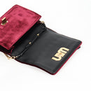 Miu Miu Matelasse Bijoux Shoulder Bag Velor Wine Red Gold Auth 118941M-9