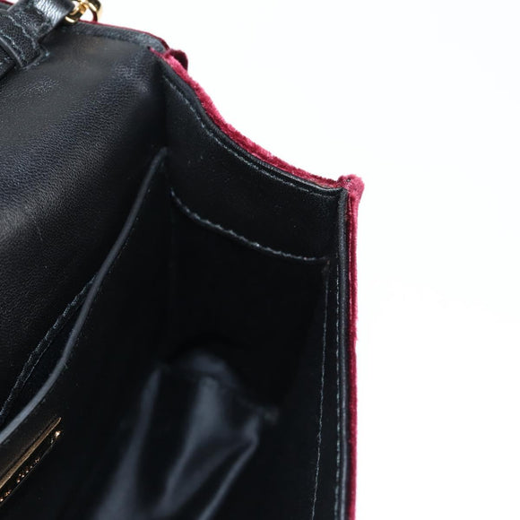 Miu Miu Matelasse Bijoux Shoulder Bag Velor Wine Red Gold Auth 118941M