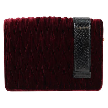 Miu Miu Matelasse Bijoux Shoulder Bag Velor Wine Red Gold Auth 118941M - 0
