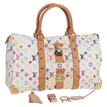 LOUIS VUITTON Monogram Multicolor Keepall 45 Bag White M92641 LV Auth 118955V