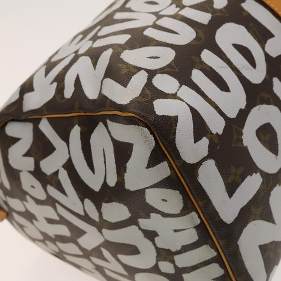 LOUIS VUITTON Monogram Graffiti Keepall 50 Boston Bag White M92197 Auth 118956