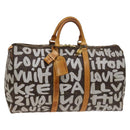LOUIS VUITTON Monogram Graffiti Keepall 50 Boston Bag White M92197 Auth 118956-1