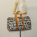 LOUIS VUITTON Monogram Graffiti Keepall 50 Boston Bag White M92197 Auth 118956-23