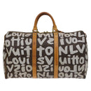 LOUIS VUITTON Monogram Graffiti Keepall 50 Boston Bag White M92197 Auth 118956-2