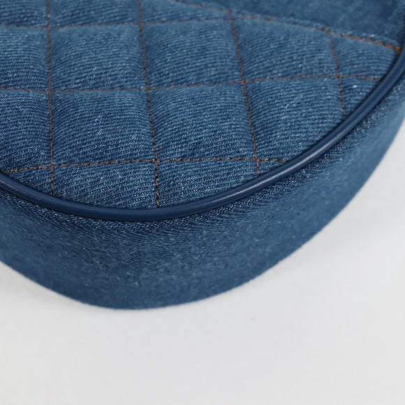 VERSACE Hand Bag Denim 2way Blue Gold Auth 118958M