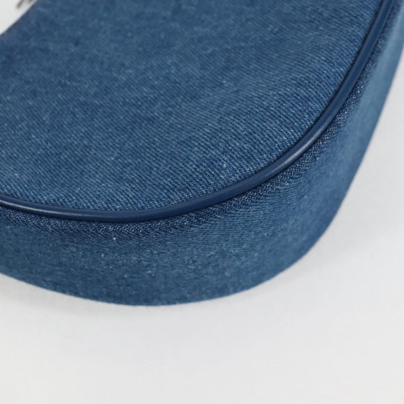 VERSACE Hand Bag Denim 2way Blue Gold Auth 118958M