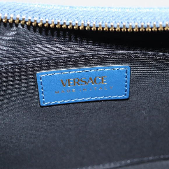 VERSACE Hand Bag Denim 2way Blue Gold Auth 118958M