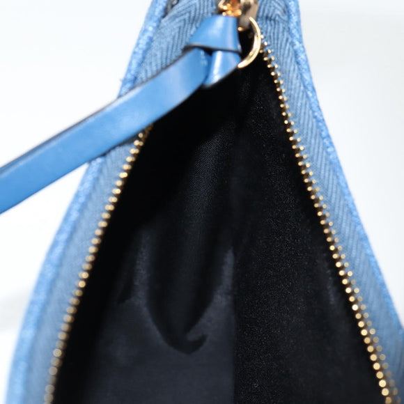 VERSACE Hand Bag Denim 2way Blue Gold Auth 118958M