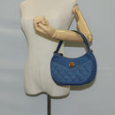 VERSACE Hand Bag Denim 2way Blue Gold Auth 118958M-22