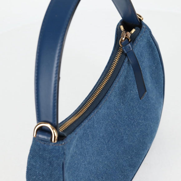 VERSACE Hand Bag Denim 2way Blue Gold Auth 118958M