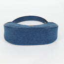 VERSACE Hand Bag Denim 2way Blue Gold Auth 118958M-5