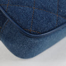 VERSACE Chain Shoulder Bag Denim Blue Gold Auth 118959M-8