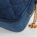 VERSACE Chain Shoulder Bag Denim Blue Gold Auth 118959M-15