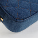 VERSACE Chain Shoulder Bag Denim Blue Gold Auth 118959M-16